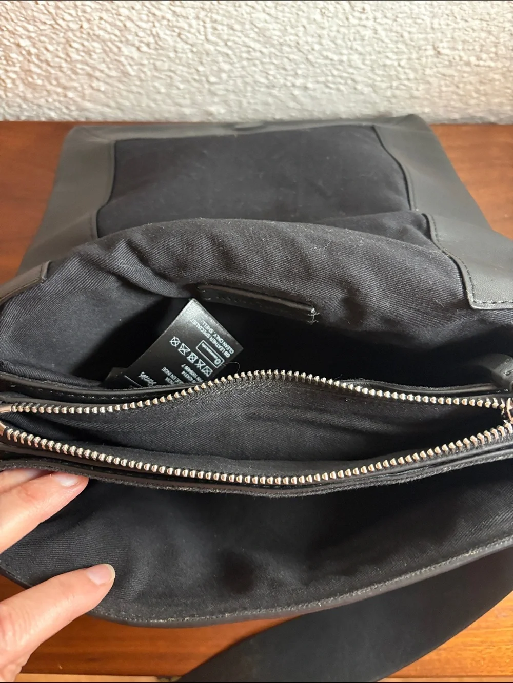 & Other Stories Suede Triple Compartment Crossbody Bag - Black Leather